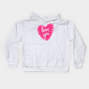 Love you typography in pink Kids Hoodie